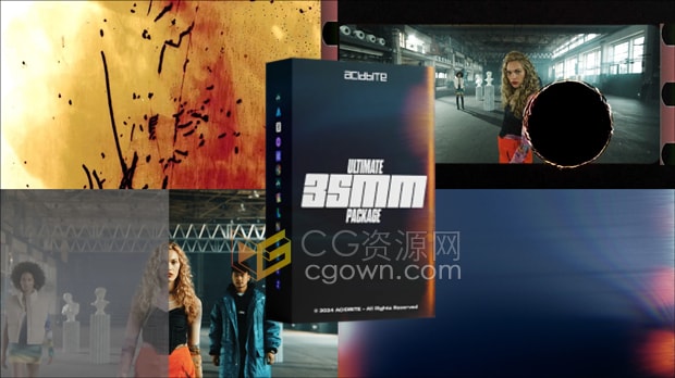 150组35mm胶片烧伤泄漏光颗粒叠加视频素材+音效与调色预设