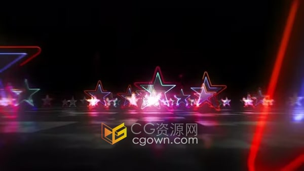 霓虹灯星形符号抽象动画VJ素材舞台背景视频下载