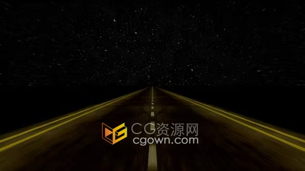 飞行无尽头道路之夜星星背景视频素材下载