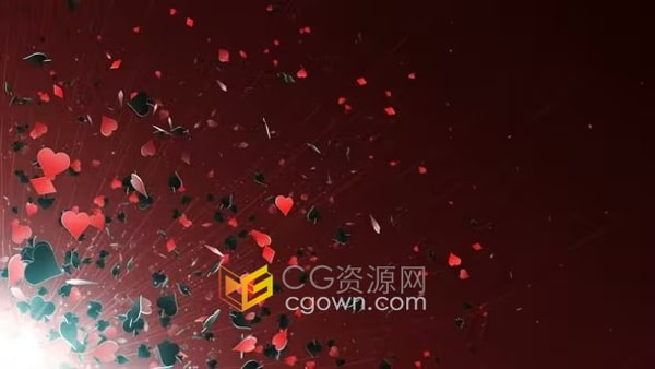 线拉着德州扑克牌符号元素场景动画视频素材免费下载