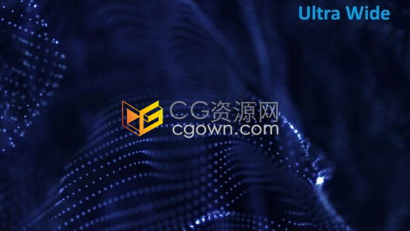 视频素材-发光蓝色粒子动画超广角屏幕7680×2160背景LED动态素材