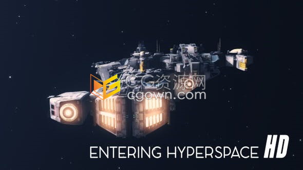 视频素材-科技感巡洋舰飞船进入太空动画场景视频素材