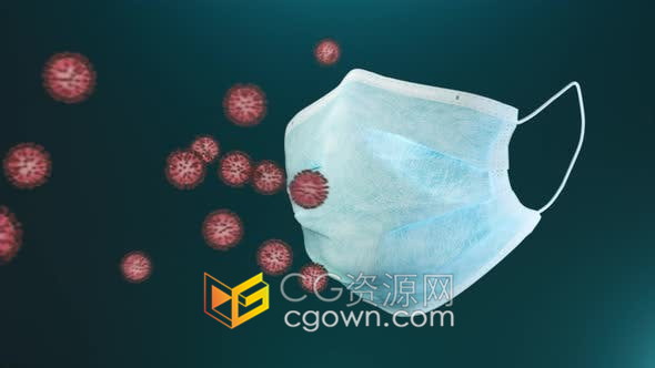 视频素材-介绍带口罩可以有效保护空气中新型冠状病毒演示视频动画