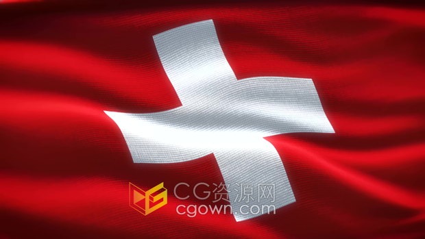 视频素材-瑞士国旗Switzerland国家国旗4K分辨率背景素材