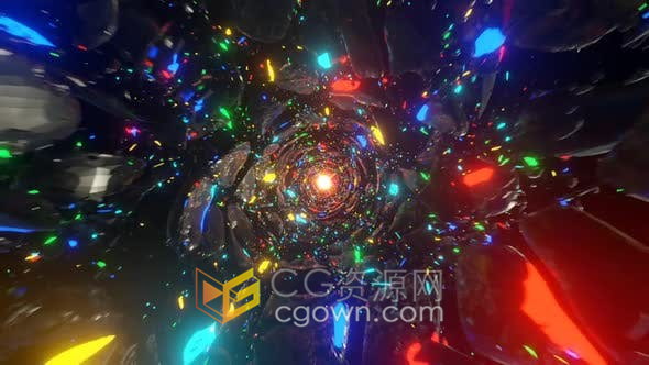 霓虹灯魔术隧道空间发光抽象背景动画VJ素材-视频素材