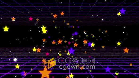 七彩星形动画隧道音乐会舞蹈LED屏幕背景VJ素材动画-视频素材