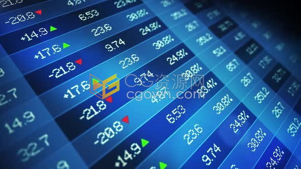 视频素材-股票市场数据总览股票交易统计表屏幕动画背景素材