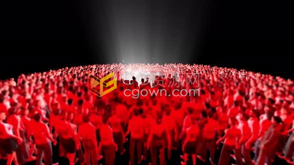 视频素材-人群汇聚成Youtube网站图标LOGO动画带透明通过效果