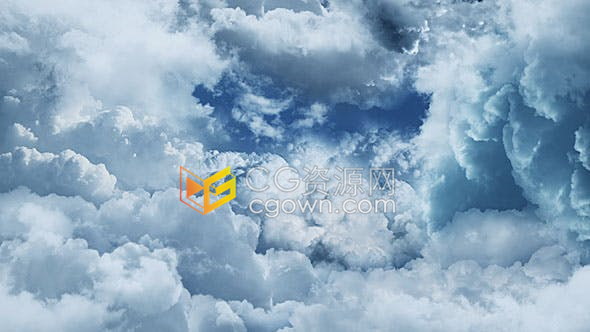 视频素材-天空中蓝云云层中穿越动画效果动态背景视频素材