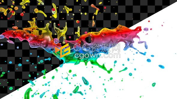 带通道七彩汁液喷射飞溅水饮料液体运动视频素材免费下载