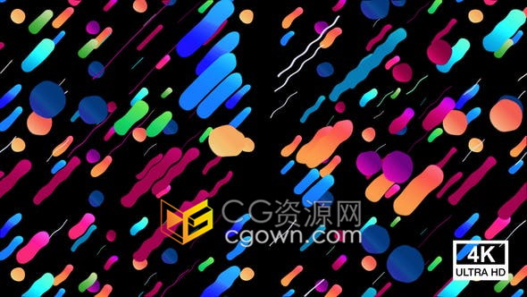 视频素材-五颜六色波浪线4K背景带Alpha透明运动图形VJ素材