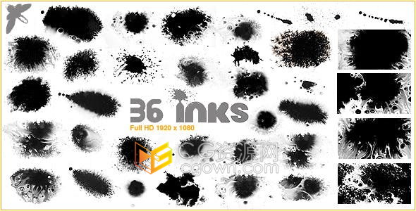 36 Inks中国风墨水飞溅滴落晕开印迹视频素材免费下载