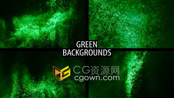 4组抽象绿色粒子特效动态背景视频素材免费下载