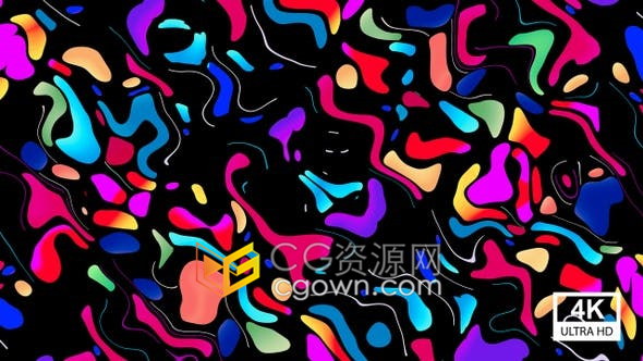 4K视频素材-抽象五彩时尚几何图案流体动画动态VJ背景素材