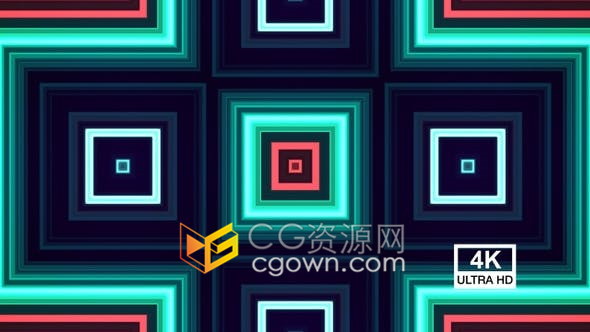 4K几何无缝图案霓虹灯立方体窗线VJ视频素材免费下载