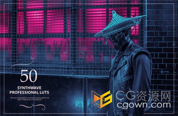 50个复古电音风格Synthwave  LUTs独特电影级视频图片调色预设