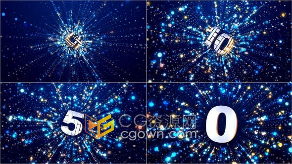 闪耀炫彩粒子隧道倒计时背景数字10倒数开场白视频素材免费下载