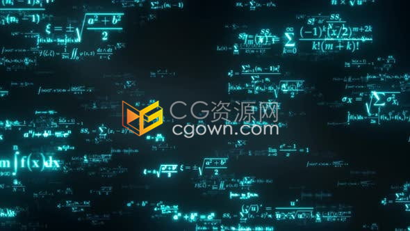 浮动发光科学数学公式背景视频素材免费下载