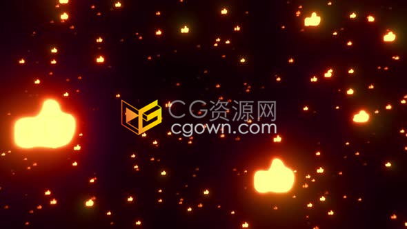 火热发光点赞图标动画飞行场景社交媒体庆典活动背景视频素材