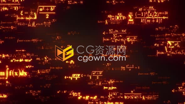 红色发光科学公式数学函数方程式浮动飞向镜头背景视频素材免费下载