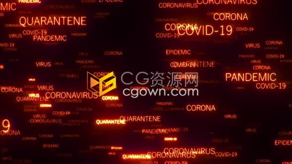 火红发光COVID-19文字飞向镜头新型冠状病毒医疗研究视频背景