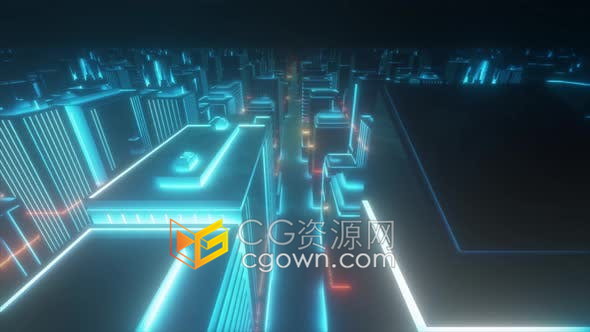 4k数字城市快速扫描全息建筑摩天大楼物联网3d动画视频素材