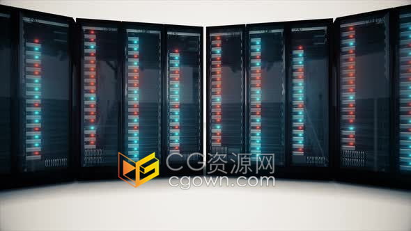 计算机网络数字化设备网络存储托管服务器机房硬件展示背景视频