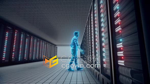 超级计算机渲染农场服务器网站托管云计算数据库管理背景视频