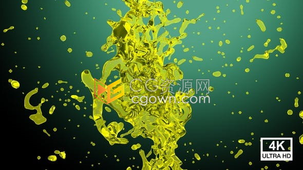 视频素材-4K带通道新鲜食用油橄榄油球碰撞飞溅效果动画