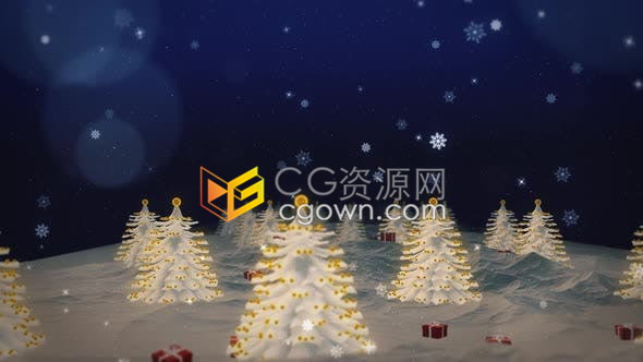 视频素材-发光圣诞树星星雪花粒子装饰光斑散景动画背景