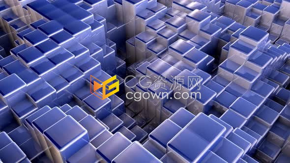 视频视频-金属立方体元素几何运动图案抽象背景动画