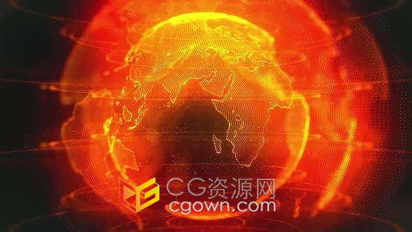 视频素材-数字科技感旋转地球仪背景动画