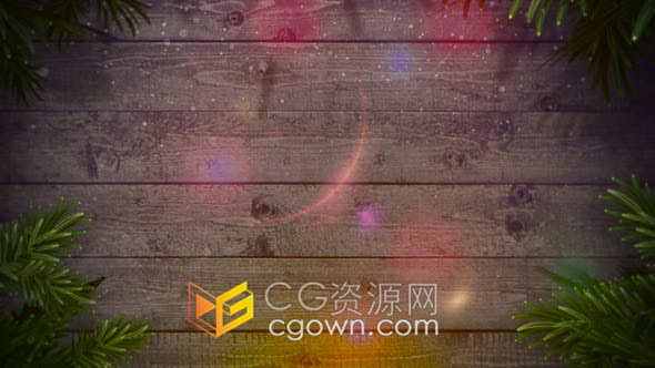 视频素材-木背景雪花粒子落下圣诞节日祝福特写动画
