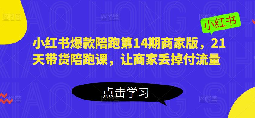小红书爆款陪跑第14期商家版,21天带货陪跑课,让商家丢掉付流量