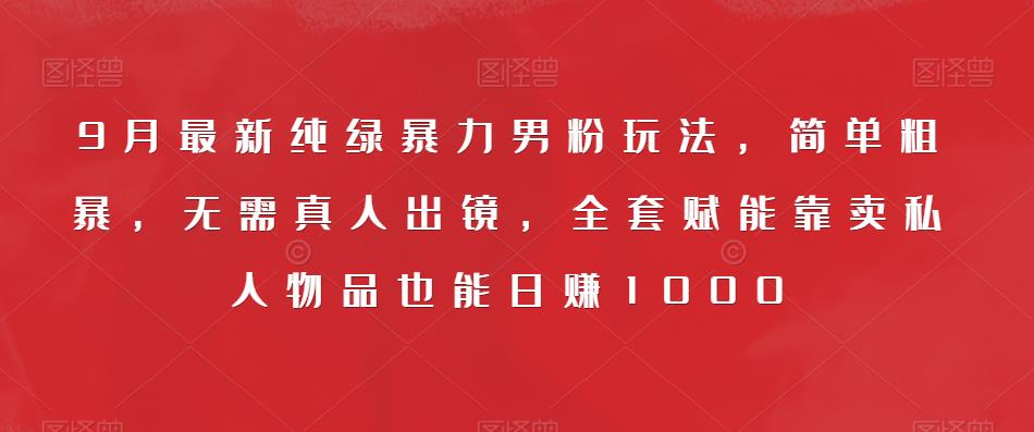 9月最新纯绿暴力男粉玩法,简单粗暴,无需真人出镜,全套赋能靠卖私人物品也能日赚1000