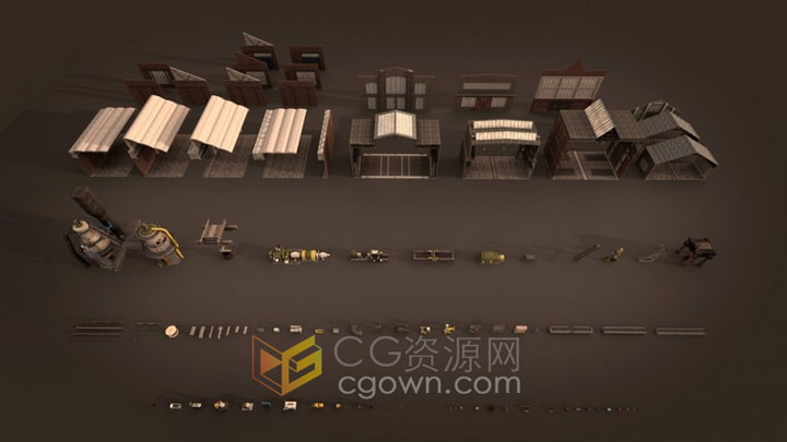 工厂场景工业环境3D模型生产线造炼油厂管道汽车厂等