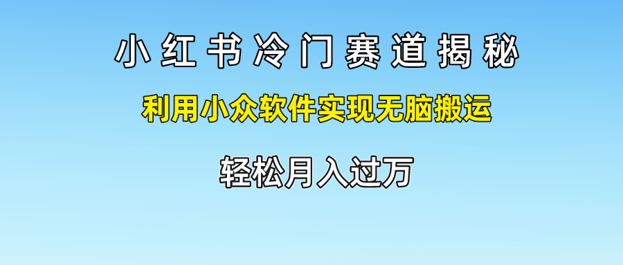 小红书冷门赛道揭秘,轻松月入过万,利用小众软件实现无脑搬运,