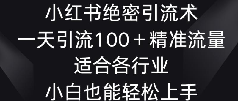 小红书绝密引流术,一天引流100+精准流量,适合各个行业,小白也能轻松上手【揭秘】