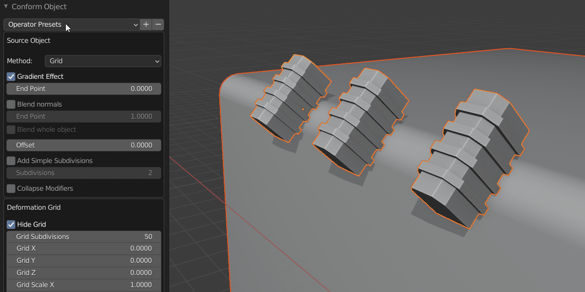 Blender 4.0插件Conform Object v1.4.10投影对象表面贴合建模工具