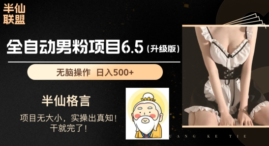男粉项目6.5升级版,全自动男粉项目,日收入1K+