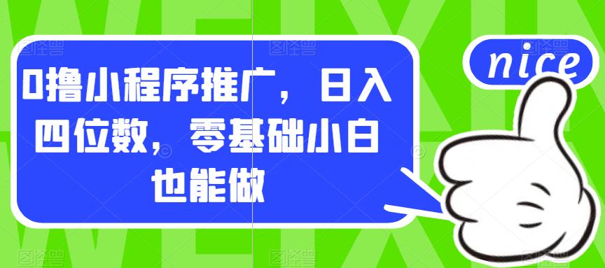 0撸小程序推广,日入四位数,零基础小白也能做【揭秘】