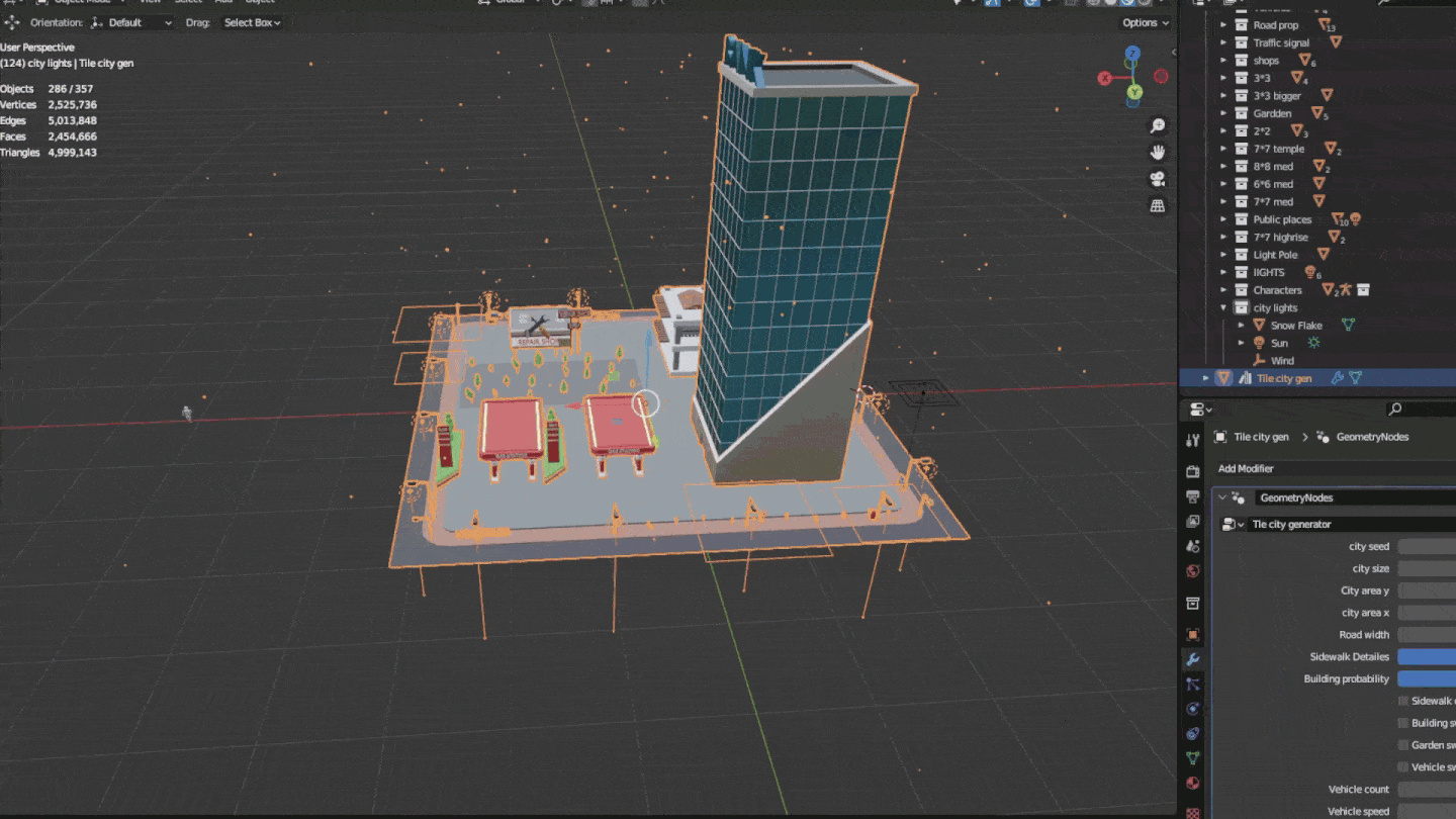 Blender插件City Generator卡通3D城市模型生成器