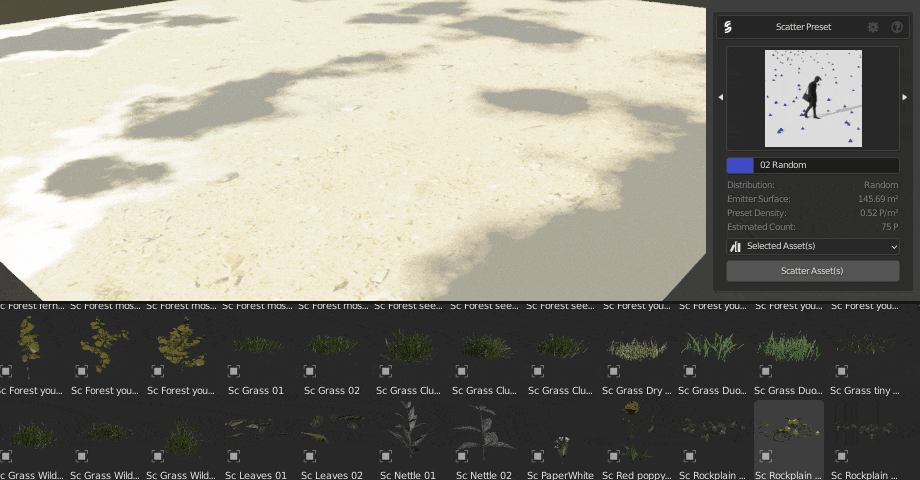 Blender插件Scatter 5.3生成花草植物散射工具