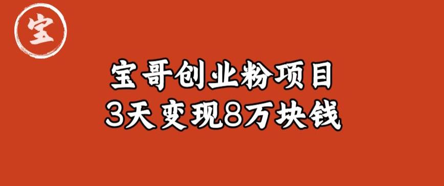 宝哥IP图文创业粉引流项目实战分享:单个账号3天涨粉1万,变现8万块钱(图文教程)【揭秘】