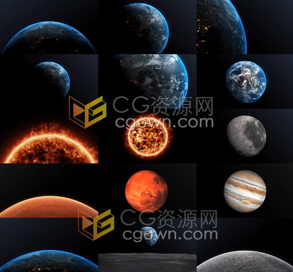 128组舞台场景背景环境LED灯光霓虹灯效果与地球太阳月亮等星球素材-AE模板下载