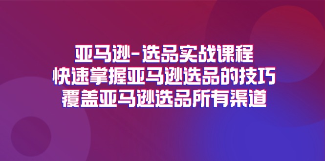 亚马逊选品实战课程,快速掌握亚马逊选品的技巧,覆盖亚马逊选品所有渠道