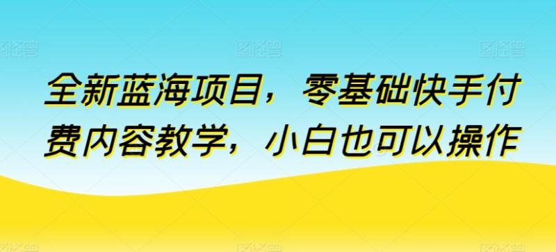 全新蓝海项目,零基础快手付费内容教学,小白也可以操作【揭秘】