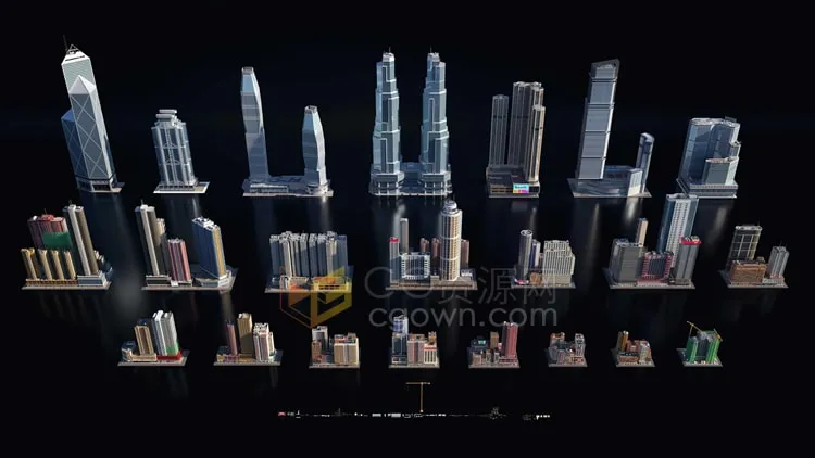 现代城市香港建筑楼房小巷街景3D模型Hong Kong Blender工程