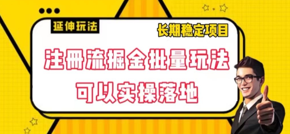 注册流掘金批量玩法,可以实操落地【揭秘】