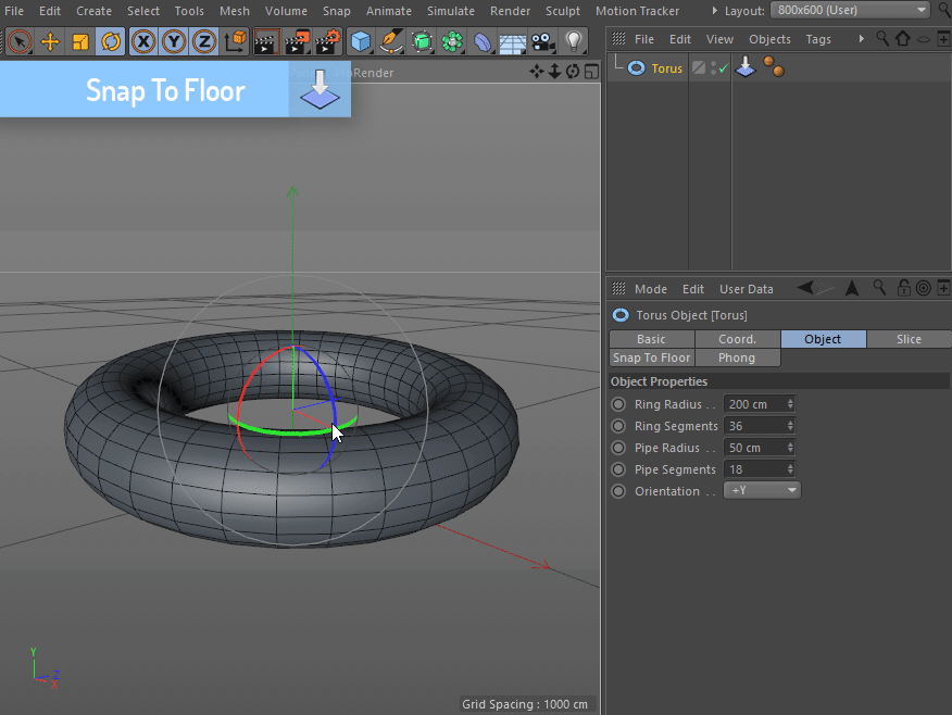 Snap To Floor v1.5 C4D插件地面吸附对齐工具